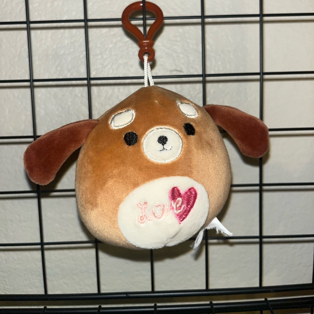 Duffy Squishmallow clip Valentines squishmallow rare OG 2017 heart dog keychain